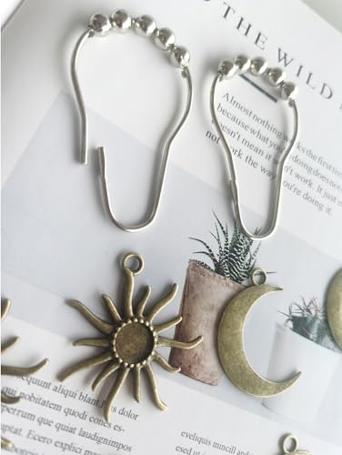 Celestial Shower Curtain Hooks - Boho Mid Century Bathroom Decor