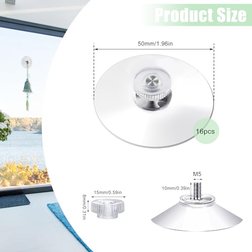 16 Pcs Clear PVC Suction Cup Pads with M5 Screw for Windows