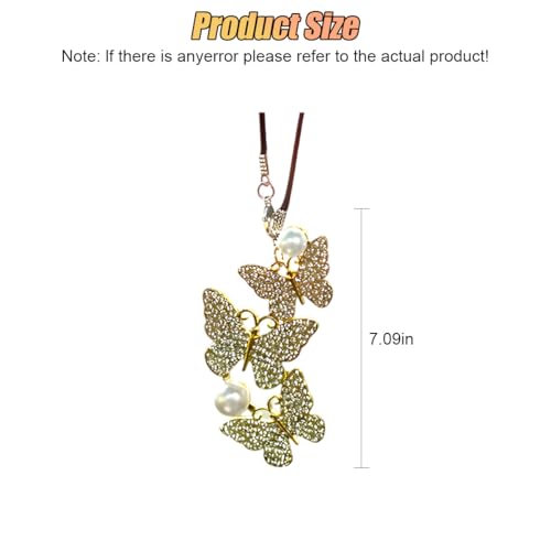 Bling Butterfly Car Rear View Mirror Charm - White Rhinestone Pendant