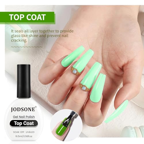 JODSONE Base Coat and Top Coat Gel Polish Set 16.5ml No Wipe
