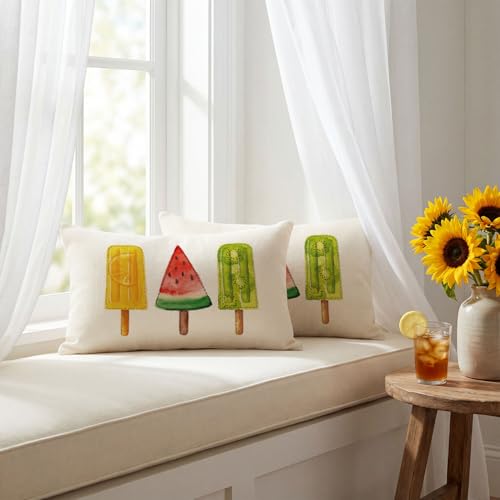 AVOIN colorlife Summer Fruit Popsicle Pillow Covers 20x12 - Set of 2