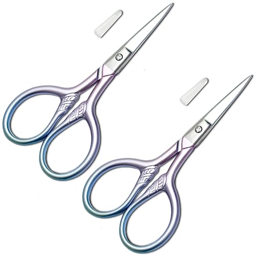 GEMGIMY Precision Beauty Scissors 2-Piece Set for Facial Hair Eyebrow Trimming and DIY Crafts
