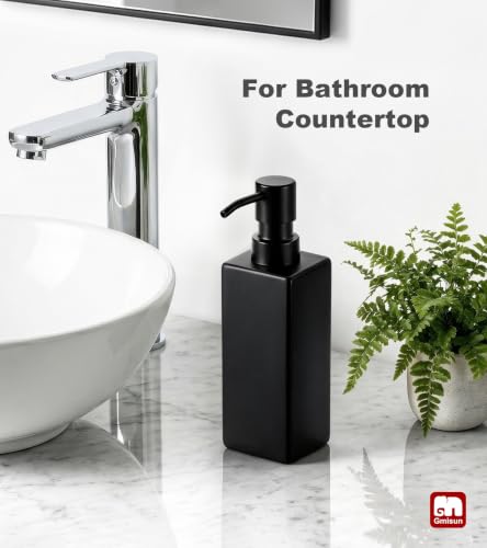GMISUN Black Glass Soap Dispenser with Stainless Steel Pump - 12 oz