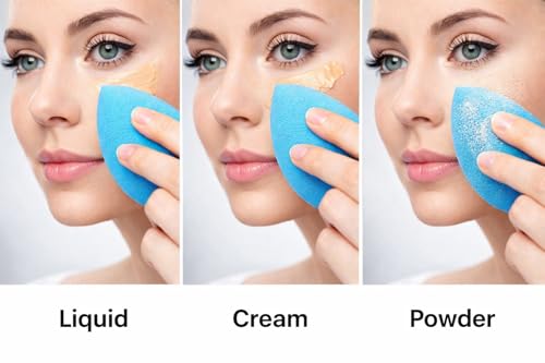 Makeup Sponge Blender Set 3 Pack Aqua Latex-Free Beauty Sponges