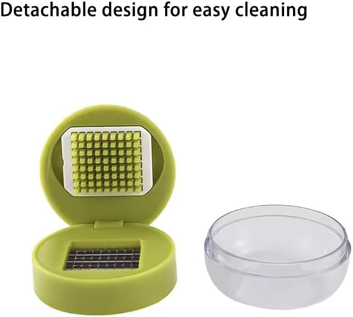 Mini Garlic Chopper and Press - Stainless Steel Mincer with Container