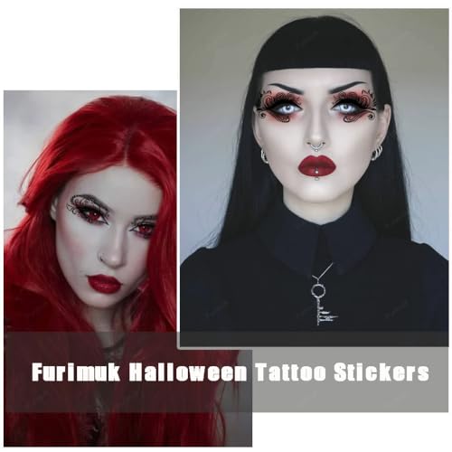 Furimuk 29 Pairs Halloween Temporary Face Eye Tattoo Stickers
