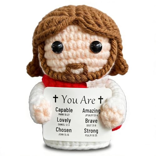 Crochet Jesus Figurine with Uplifting Quote - Perfect Gift