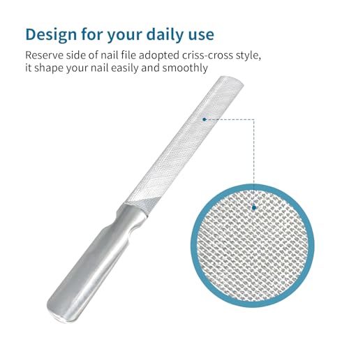 Ryidkcs Professional Stainless Steel Nail File with Leather Pouch