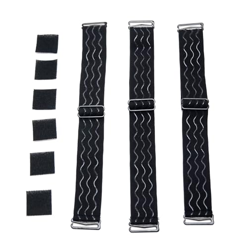 Jozlynn Adjustable Elastic Wig Band with Hooks 3-Pack Black No-Slip Strap