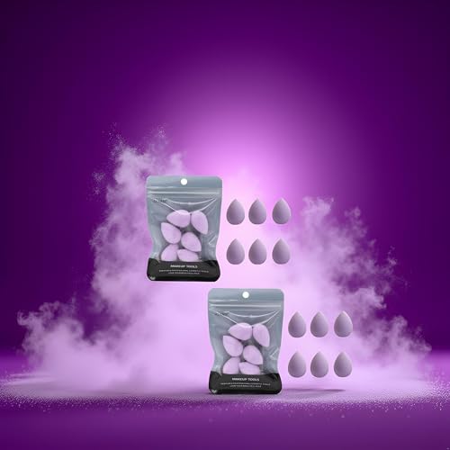 ZLmoue 12Pcs Purple Mini Makeup Sponge Set for Precise Blending