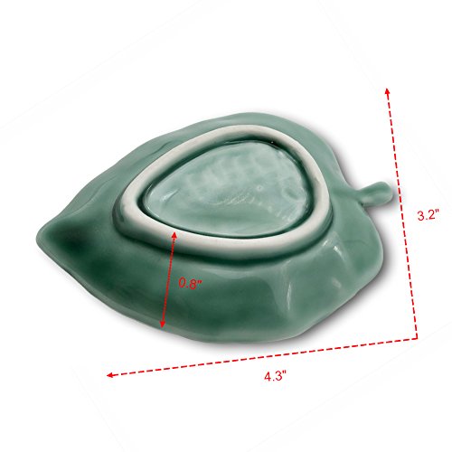 HOME SMILE Leaf Trinket Dish - Decorative Ceramic Jewelry Holder for Rings & Small Accessories, Wedding & Gift Idea