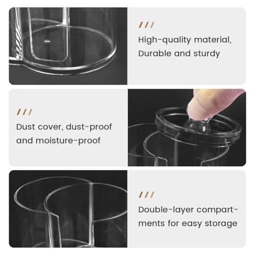 Transparent Q-Tip Holder with Dual Compartments & Dustproof Lid