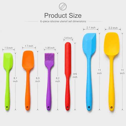 LeviLevo 6-Piece Seamless Silicone Spatula Set - Heat Resistant & Nonstick