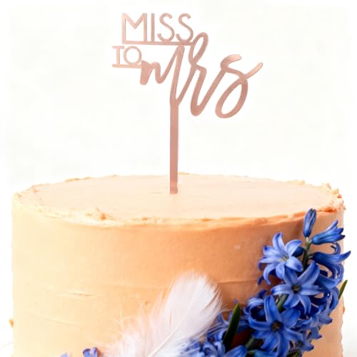 Rose Gold Miss to Mrs Cake Topper for Weddings & Showers