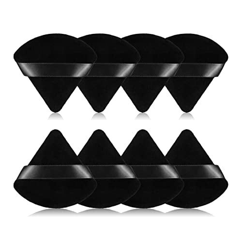 RAREIUS 8-Piece Triangular Velvet Makeup Powder Puffs for Foundation and Contouring