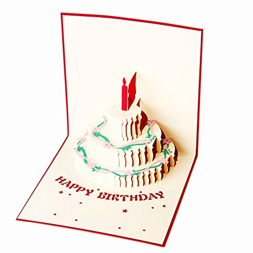 3D Pop Up Birthday Card with Cake Design and Envelope
