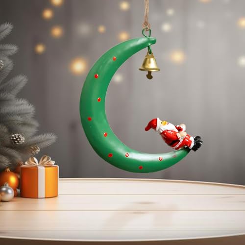 Santa Moon Shape Christmas Pendant Ornament - Festive Decor