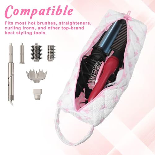 ElevateTech Heat-Resistant Hair Tools Travel Bag with Bow Pattern