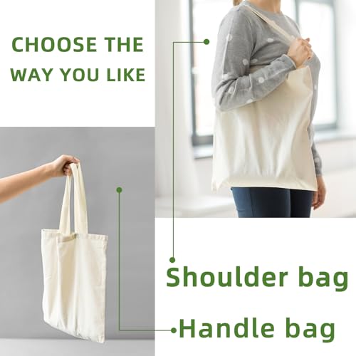 Beige Medium Canvas Tote Bag - Reusable Shopping Bag (6 Pack)