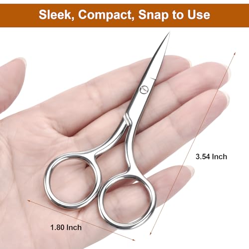 2-Pack Small Precision Grooming Scissors - Stainless Steel Straight Tip for Eyebrows, Beard & Facial Hair
