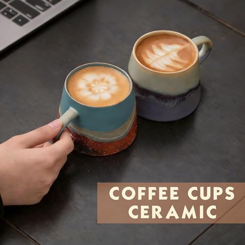 Peach-Pink Handmade Ceramic Coffee Mug 8 OZ - Espresso Cup with Handle