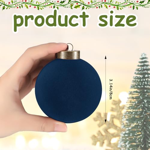 15 Pcs Velvet Christmas Balls Navy Blue 3.15 Inch Holiday Tree Ornaments