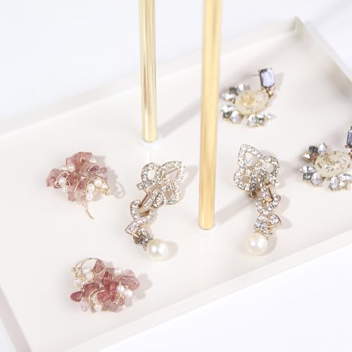 2-Tier Velvet Jewelry Organizer Stand with Metal Tray - Gold