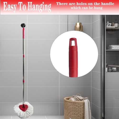 Fazlynyi Spin Mop Replacement Handle 30-58 inches - Red