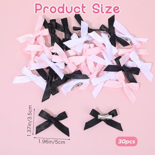 30 Pcs Mini Satin Bow Hair Clips Y2K Hair Accessories for Women Girls