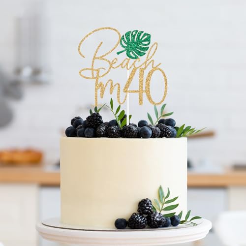 Beach I'm 40 Cake Topper - Tropical 40th Birthday Decoration