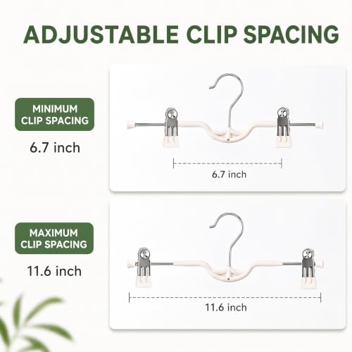Niziyue Space Saving Pants Hangers with Clips, White 10 Pack