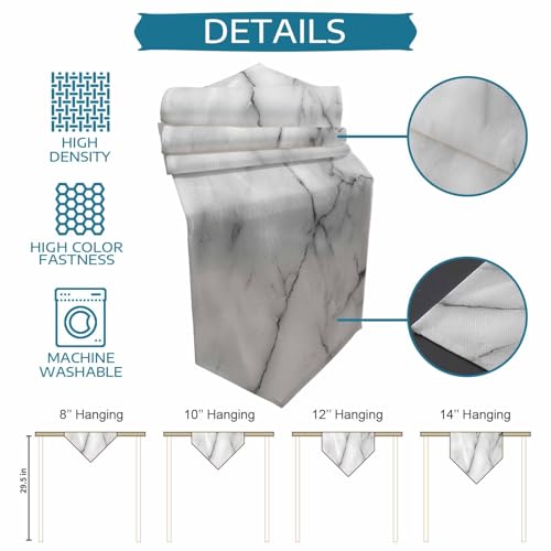 60-Inch Marble Linen Table Runner - Washable Burlap for Dining