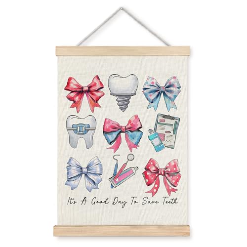 Coquette Pink Bow Dental Office Wall Art Poster - 12x16 Inch Canvas