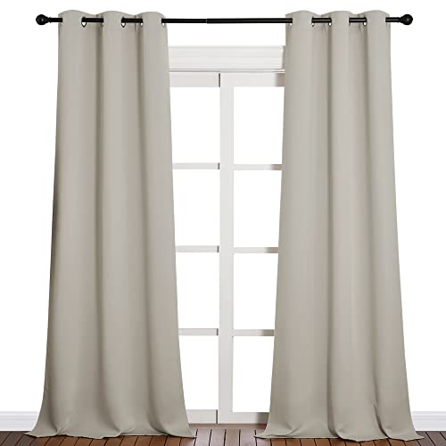 NICETOWN Blackout Curtains 42x90 Inch, Natural Room Darkening Panels (Set of 2)