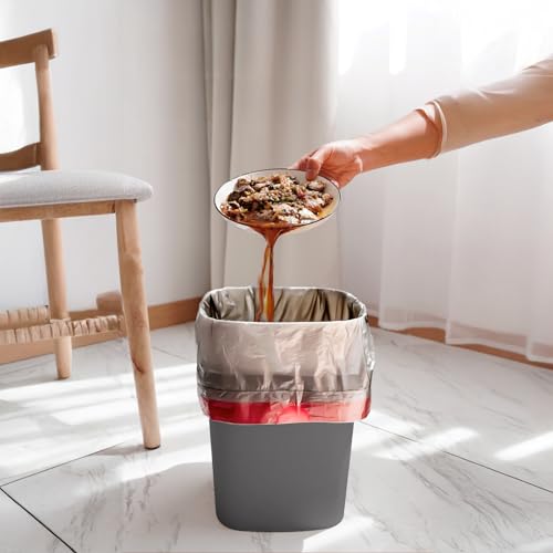 TEIUKAX Grey Small Trash Can - 1.8 Gallon Waste Bin for Home & Office