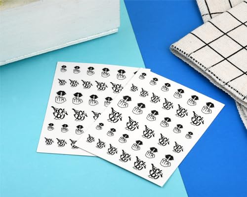 Middle Finger Nail Art Stickers - 4 Sheets Black Self-Adhesive Decals
