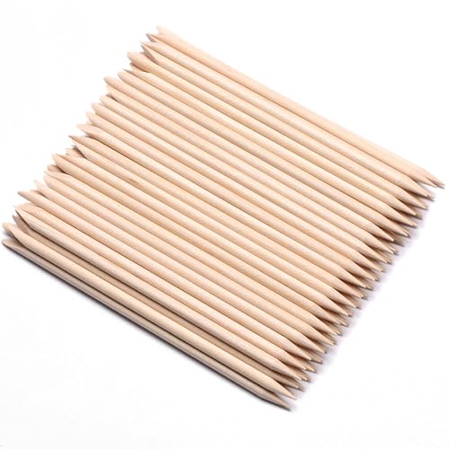 Borogo 110 Pcs Orange Wood Nail Sticks and 10 Pcs 100/180 Grit Nail Files Set