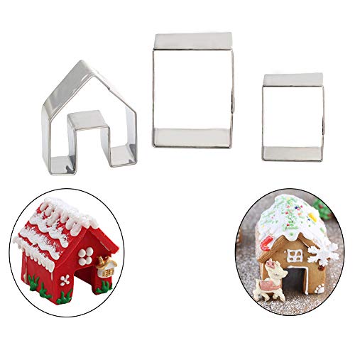 Mini Gingerbread House Cookie Cutters Set - Stainless Steel 3-Piece