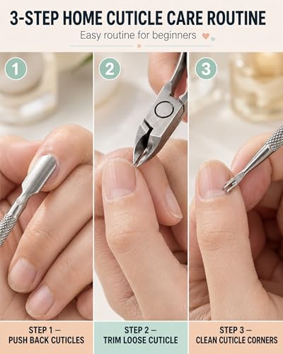 Plamyi Cuticle Trimmer and Pusher Set - Stainless Steel Manicure Pedicure Tools
