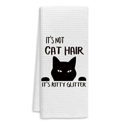 Voatok It's Not Cat Hair Kitty Glitter Hand Towels - Funny Black Cat Decor - Variation: Cat2