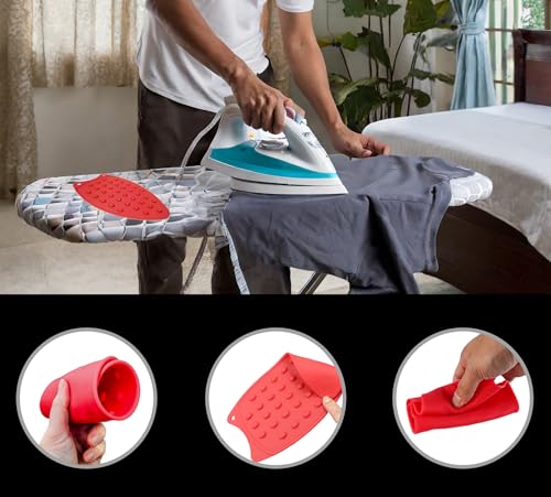Heat Resistant Silicone Iron Rest Mat - 2 Pack, Non-Slip Surface, Red