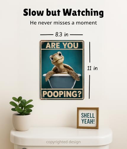Funny Sea Turtle Bathroom Wall Sign - Are You Pooping Ocean Decor