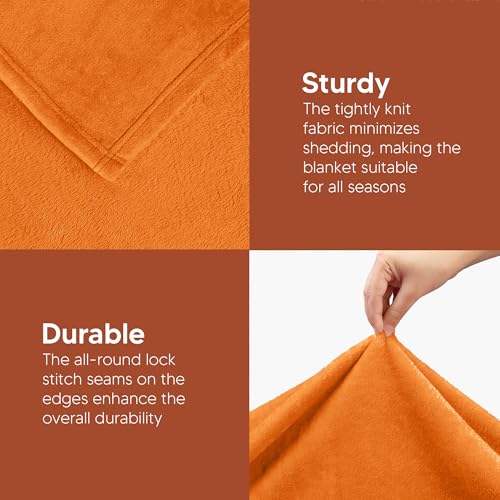 Utopia Bedding Soft Flannel Fleece Blanket - Twin Size, Burnt Orange
