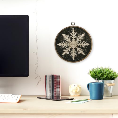 Moody Vintage Christmas Snowflake Framed Wall Art 10x10 inches - Winter10