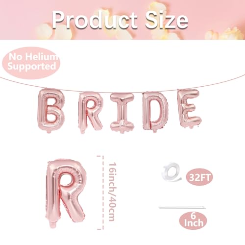 Rose Gold Bride Balloon Banner - 16 Inch Mylar Party Decoration