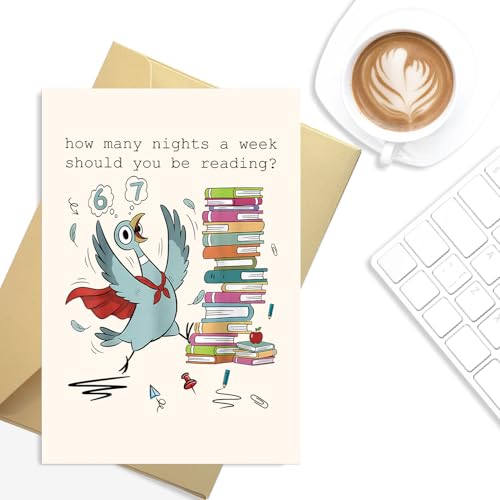 Super Bird Reading Greeting Card - 6-7 Meme Gift for Book Lovers