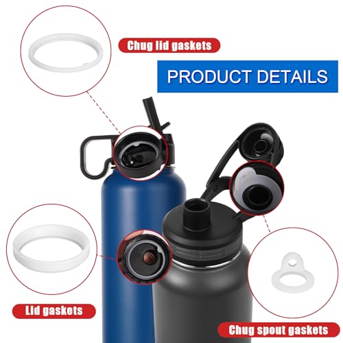 20pcs Water Bottle Lid Replacement for Thermoflask 24/32/40/64oz, Water Bottle Gasket Replacement Silicone Sealing Ring Water Cup Seal Ring for Water Bottle Straw Lid& Spout