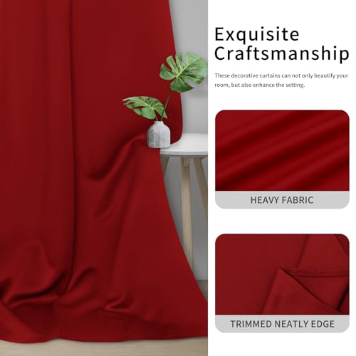 Easy-Going Thermal Blackout Curtains 42x36 in, 2 Panels - Christmas Red
