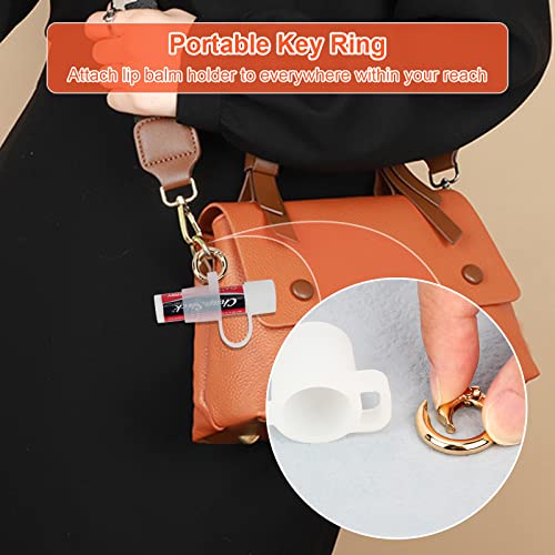 Silicone Chapstick Holder Keychain with Cap Cover & Wrist Lanyard