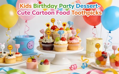10-Pack Animal Shaped Food Picks for Kids - Reusable Fruit Forks